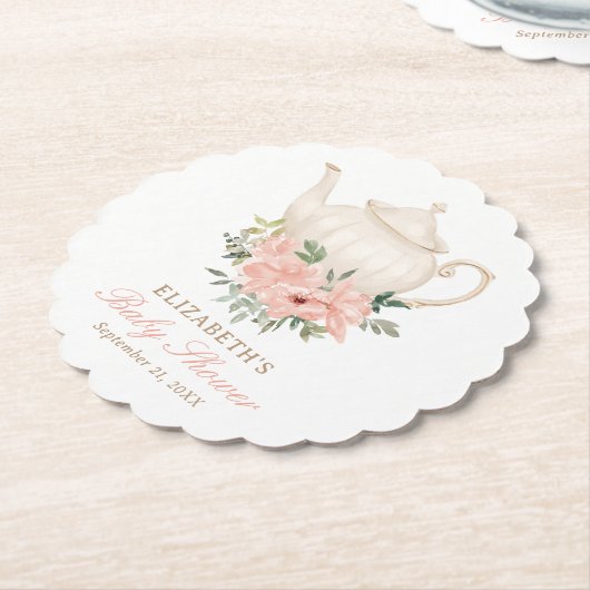 Baby shower van Floral Tea Party Kartonnen Onderzetters (Gekanteld)