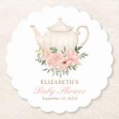 Baby shower van Floral Tea Party Kartonnen Onderzetters (Voorkant)
