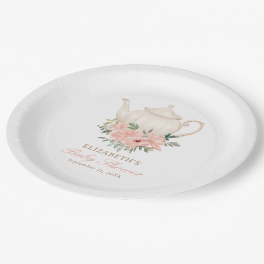 Baby shower van Floral Tea Party Papieren Bordje (Gekanteld)