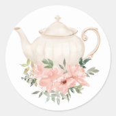 Baby shower van Floral Tea Party Ronde Sticker (Voorkant)