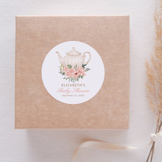 Baby shower van Floral Tea Party Ronde Sticker