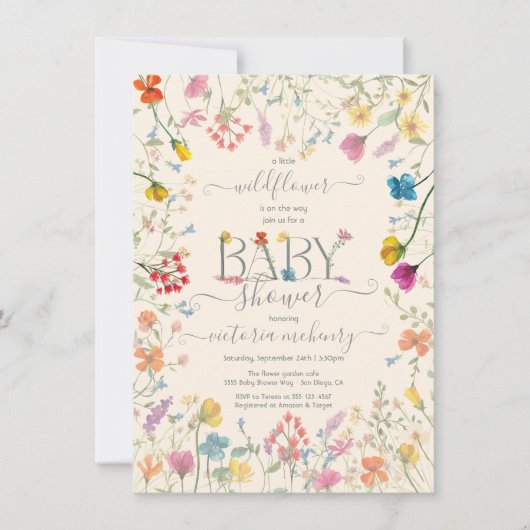 Baby shower van florale bloem kaart (Voorkant)