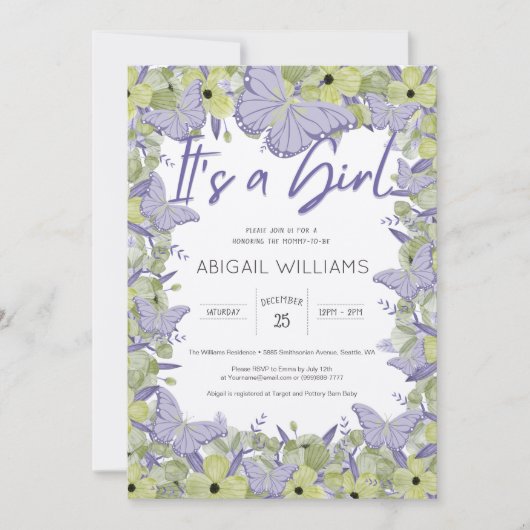 Baby shower van Franse vlinder- en bloemkool Kaart (Voorkant)