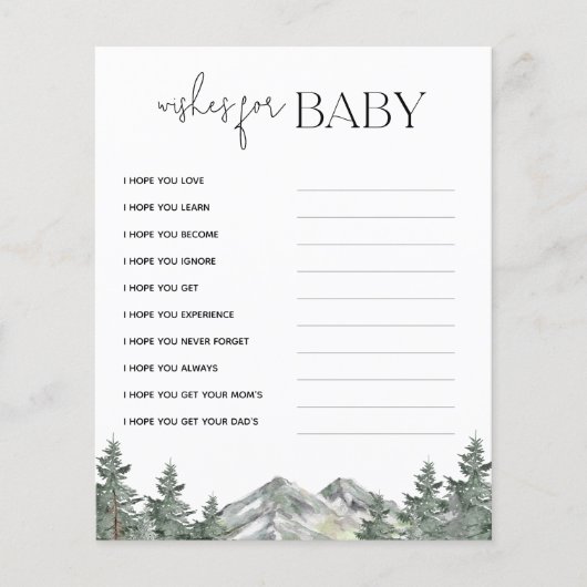Baby shower van gebergte - wensen voor Baby Kaarte (Voorkant)