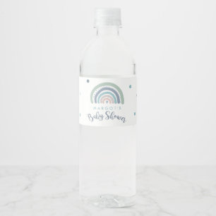 Baby shower van geblompte pasteelregenboog waterfles etiket