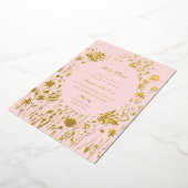 Baby shower van geborduurde wilde bloemen folie uitnodiging (Gedraaid)