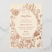 Baby shower van geborduurde wilde bloemen folie uitnodiging (Voorkant)