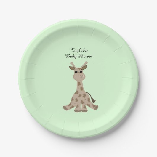 Baby shower van geborste bruine Giraffe Papieren Bordje (Voorkant)