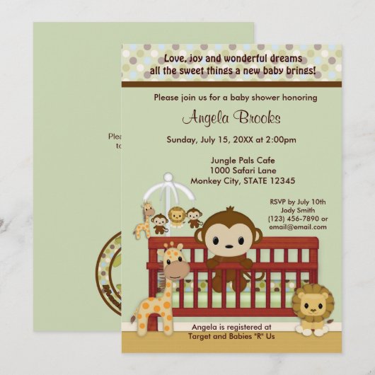 BABY SHOWER van GELDSLEUTEL Oerwoud Kaart (Voorkant / Achterkant)