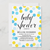 Baby shower van gele en blauwe Confetti poladots Kaart (Voorkant)