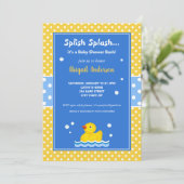 Baby shower van gele en blauwe duck Polka Dots Kaart (Staand voorkant)