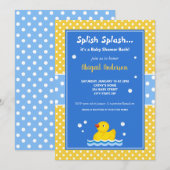 Baby shower van gele en blauwe duck Polka Dots Kaart (Voorkant / Achterkant)