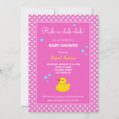 Baby shower van gele en roze duck Polka Dots Kaart (Voorkant)