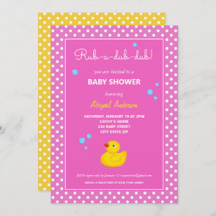 Baby shower van gele en roze duck Polka Dots Kaart