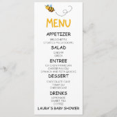 Baby shower van gele honingbijen menu (Voorkant)