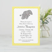 Baby shower van gele olifant Polka Dots Kaart (Staand voorkant)