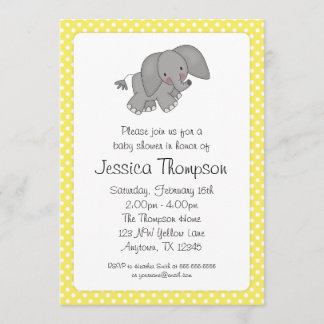 Baby shower van gele olifant Polka Dots Kaart