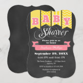 Baby shower van gele roze inktborden met vlag Uitn Kaart (Voorkant / Achterkant)