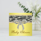 Baby shower van gele sneeuwknollen met Diamond Bow Kaart (Staand voorkant)