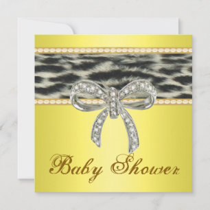 Baby shower van gele sneeuwknollen met Diamond Bow Kaart