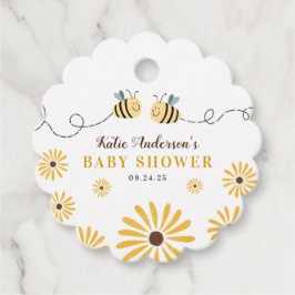 Baby shower van gematigde geelbruin en zonnebloeme bedankjes labels