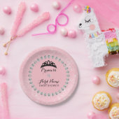 Baby shower van gepersonaliseerd roze Meisje Princ Papieren Bordje (Feest)