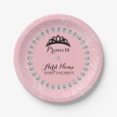 Baby shower van gepersonaliseerd roze Meisje Princ Papieren Bordje (Voorkant)