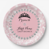 Baby shower van gepersonaliseerd roze Meisje Princ Papieren Bordje (Voorkant)