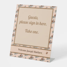 Baby shower van gepersonaliseerde stutdieren reclamebord met voetstuk