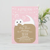 Baby shower van Ghost Pink Halloween Boo Kaart (Staand voorkant)
