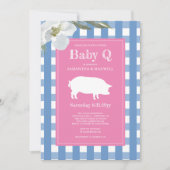 Baby shower van Gingham en Pig Baby Q Kaart (Voorkant)