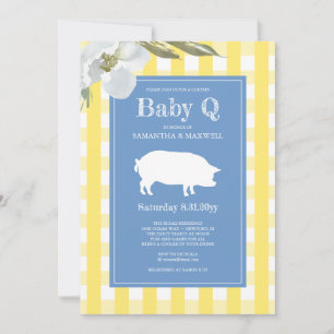 Baby shower van Gingham en Pig Baby Q Kaart