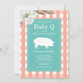Baby shower van Gingham en Pig Baby Q Kaart