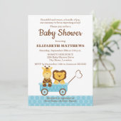 Baby shower van Giraffe en leeuw Kaart (Staand voorkant)