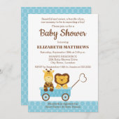 Baby shower van Giraffe en leeuw Kaart (Voorkant / Achterkant)