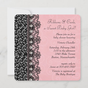 Baby shower van Girls Pink en Black Lace Kaart