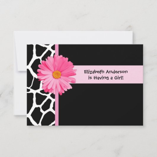 Baby shower van Girly Pink en Black Giraffe Kaart (Voorkant)
