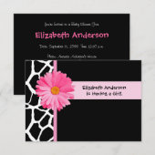 Baby shower van Girly Pink en Black Giraffe Kaart (Voorkant / Achterkant)