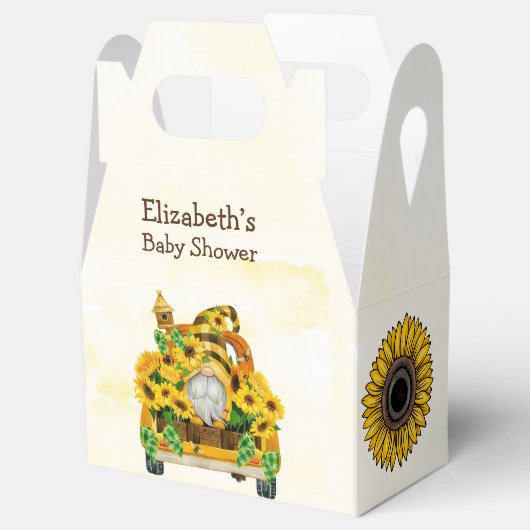 Baby shower van Gnome Sunflower en bijen Gnome Sun Bedankdoosjes (Geopend)