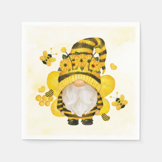 Baby shower van Gnome Sunflower en bijen Gnome Sun Servet (Voorkant)