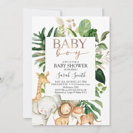Baby shower van Goud en Groen olievlek Kaart (Voorkant)