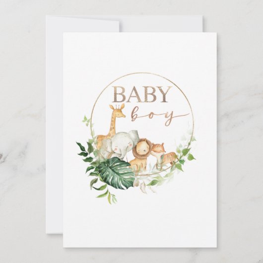 Baby shower van Goud en Groen olievlek Kaart (Achterkant)