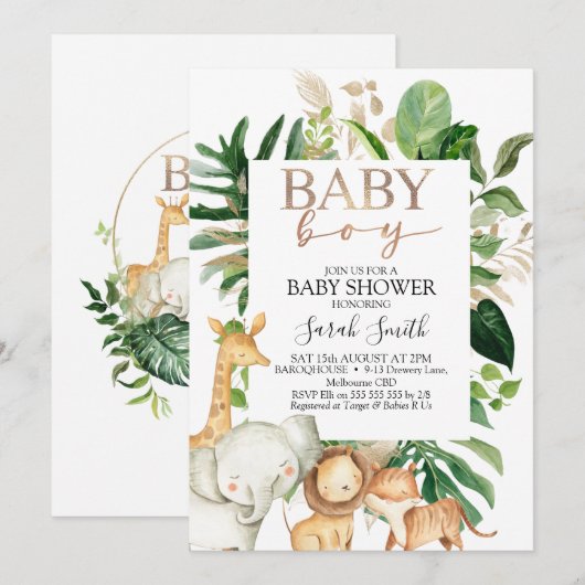 Baby shower van Goud en Groen olievlek Kaart (Voorkant / Achterkant)
