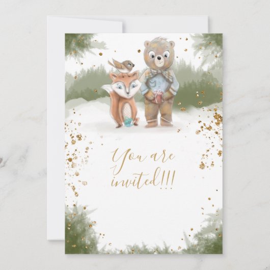 Baby shower van goudglitter aankondiging (Achterkant)