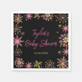 Baby shower van goudkleurige en roze snowflakes servet (Voorkant)