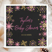 Baby shower van goudkleurige en roze snowflakes servet