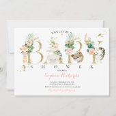 Baby shower van grauwe en goudveteranen kaart (Voorkant)