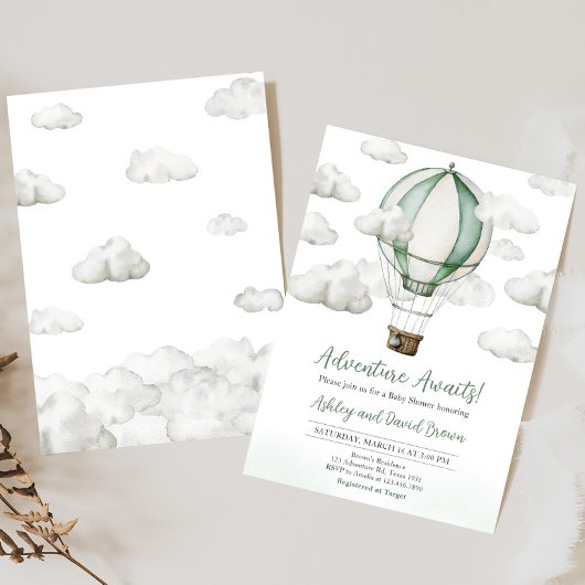 Baby shower van Green Hot Air Ballon Kaart