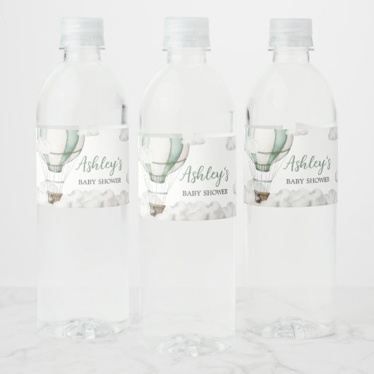 Baby shower van Green Hot Air Ballon Waterfles Etiket (Flessen)