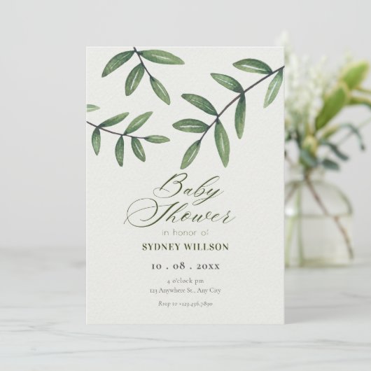 Baby shower van Green Leaf Kaart (Staand voorkant)
